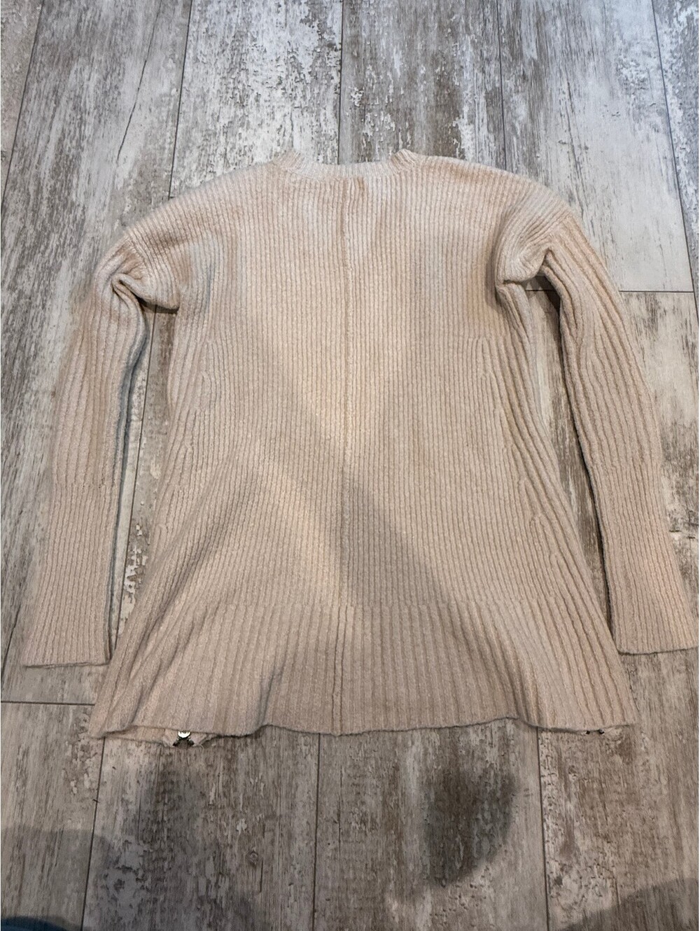 Abercrombie Fitch S Beige Ribbed Sweater Side Zip Y2K